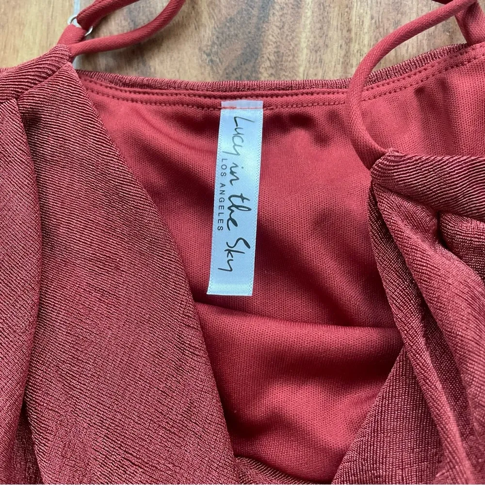 Ruched Halter Dress in Rust Orange Size S - Image 8