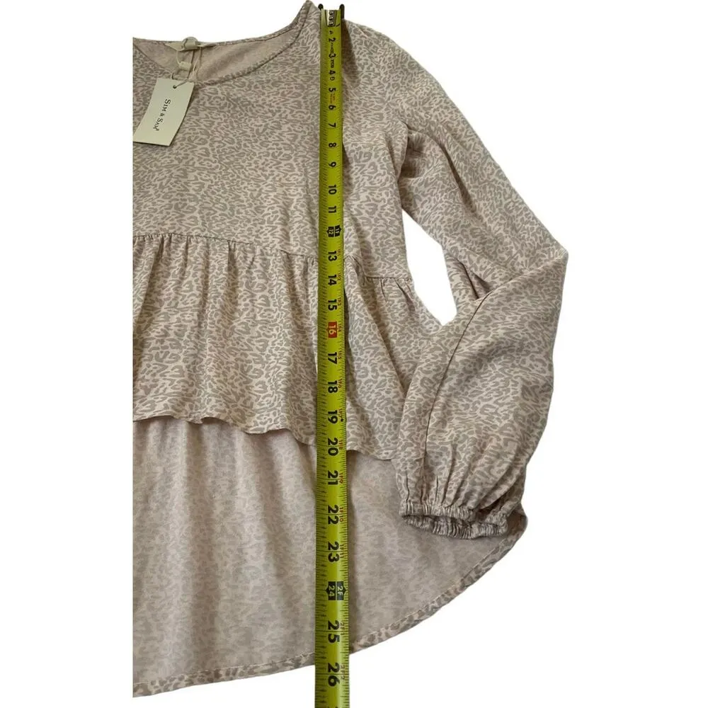 Sim & Sam Pink, Gray Leopard Print V-neck Blouse Women's Size Large NWT | 13-56 - Image 7