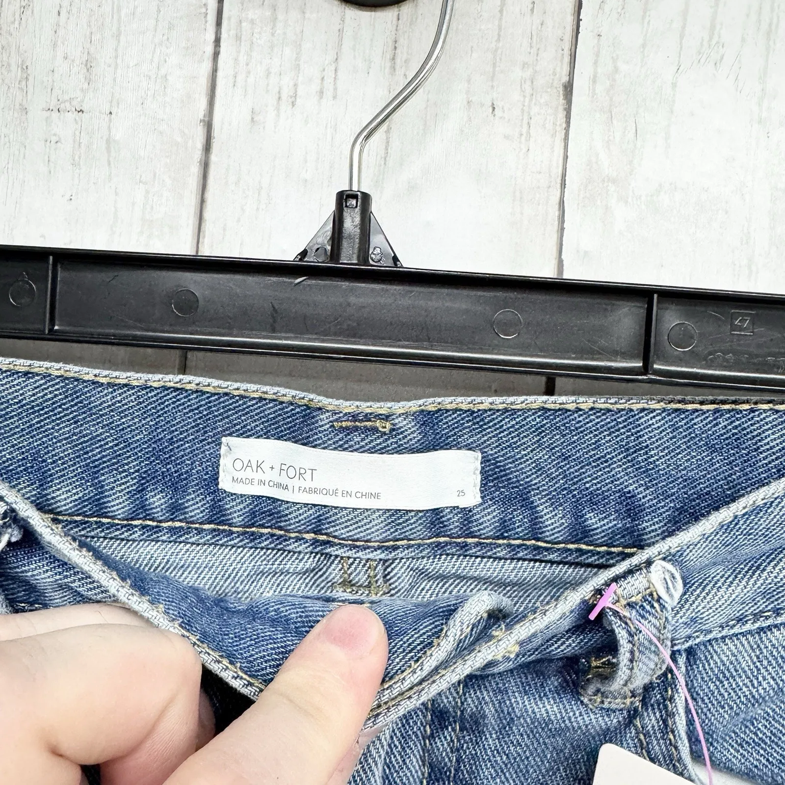 Oak Fort Pants Women Size 25 Light Wash Denim High Rise Straight Mom Jeans Basic Blue - Image 3