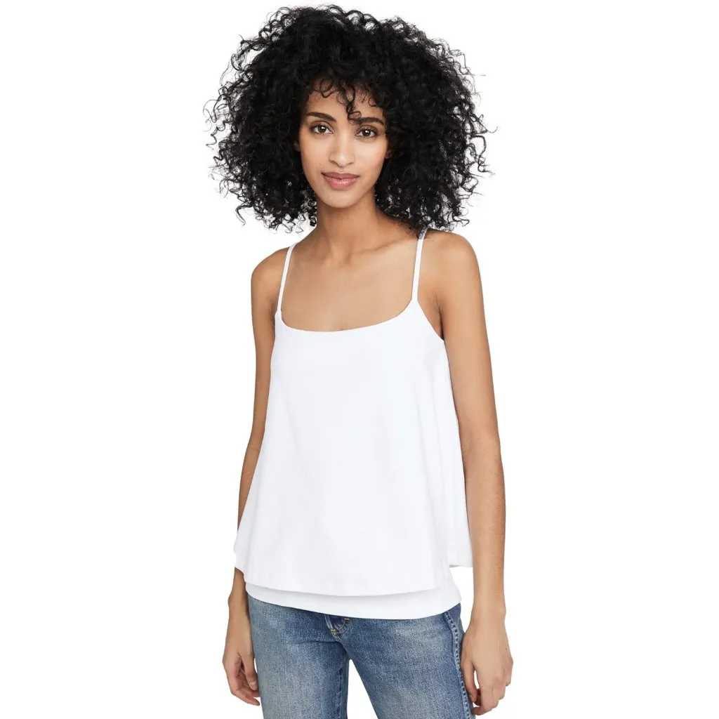 Susana Monaco NEW  Women's Double Layer Thin Strap Tank Top in Sugar White S - Image 8