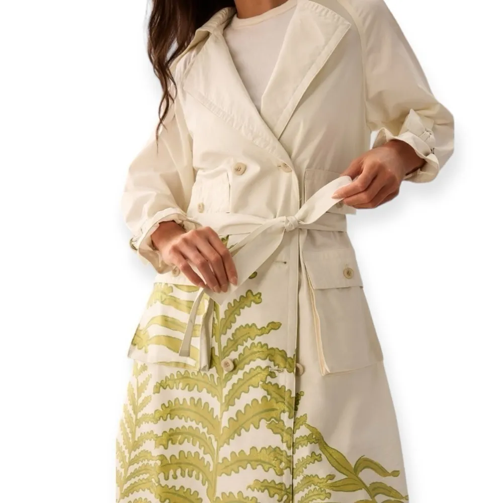 ANTHROPOLOGIE Tropical Printed Oversized Trench Coat Spring Unique Size M NEW - Image 5