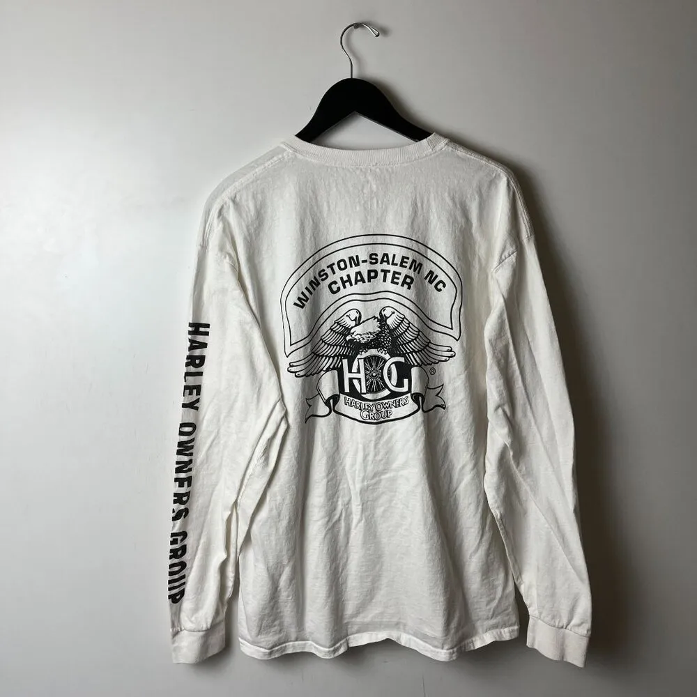 Harley Owners Group Winston Salem NC T Shirt White Large L Graphic Tee Solid - Image 15