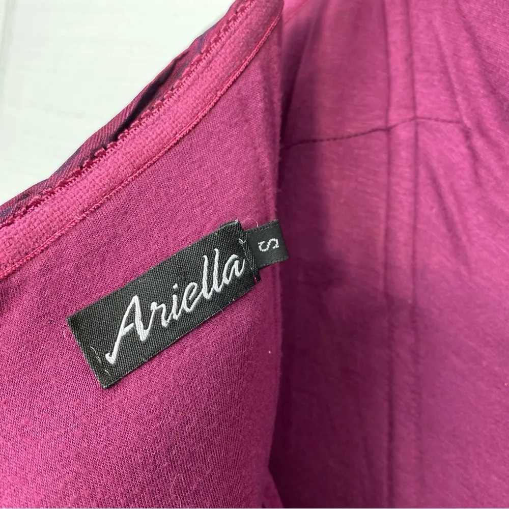 Ariella Burgundy Crinkled Ruched Straight Bodycon Dress Spaghetti Strap S - Image 5