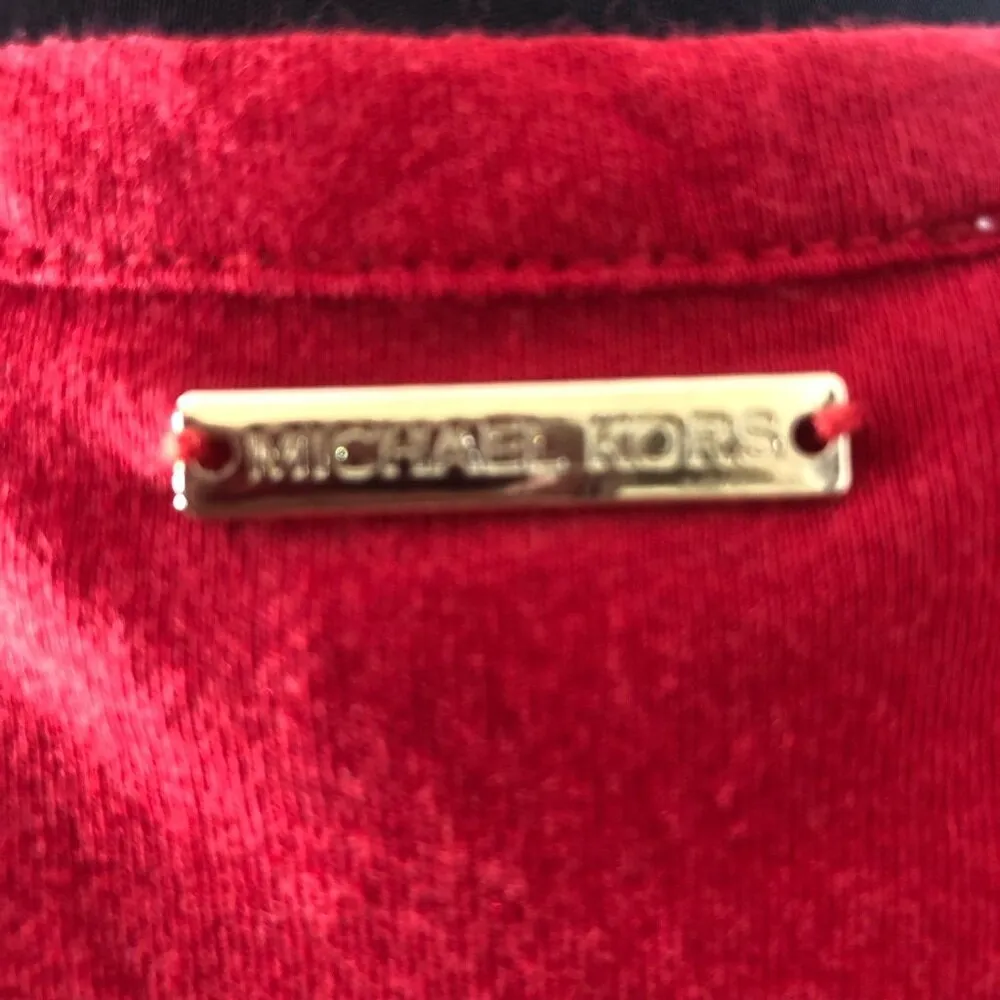 Michael Kors Modal Casual Tunic Blouse Bell Sleeves Side Slits Red sz L - Image 11