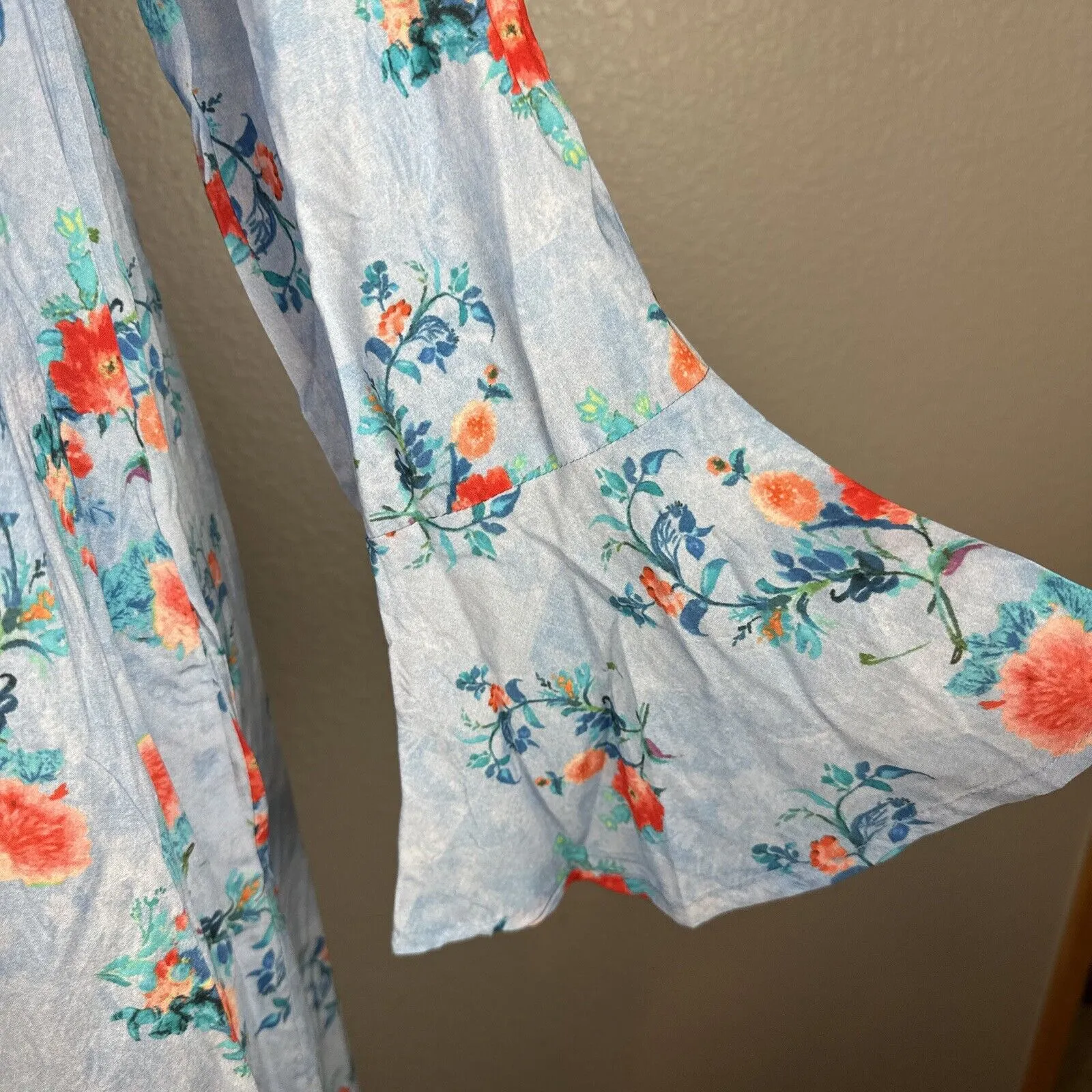 Feathers By Tolani Womens Emilia Dress S Small Blue Orange Floral Modal Pockets - Image 3