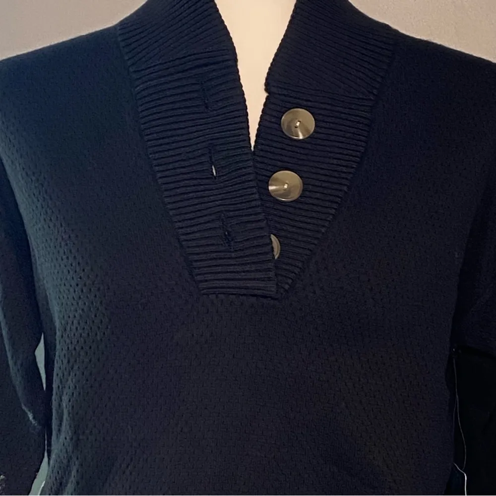 Tommy John Sweater knit lounge set in black size small. Henley sweater w joggers - Image 4