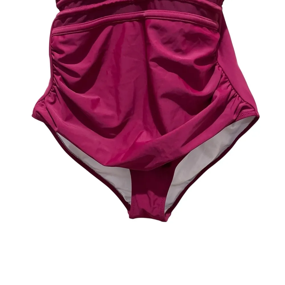 BMJL Tummy Control Mesh One Piece Bathing Burgundy Women’s Size Medium NWT Pink - Image 7