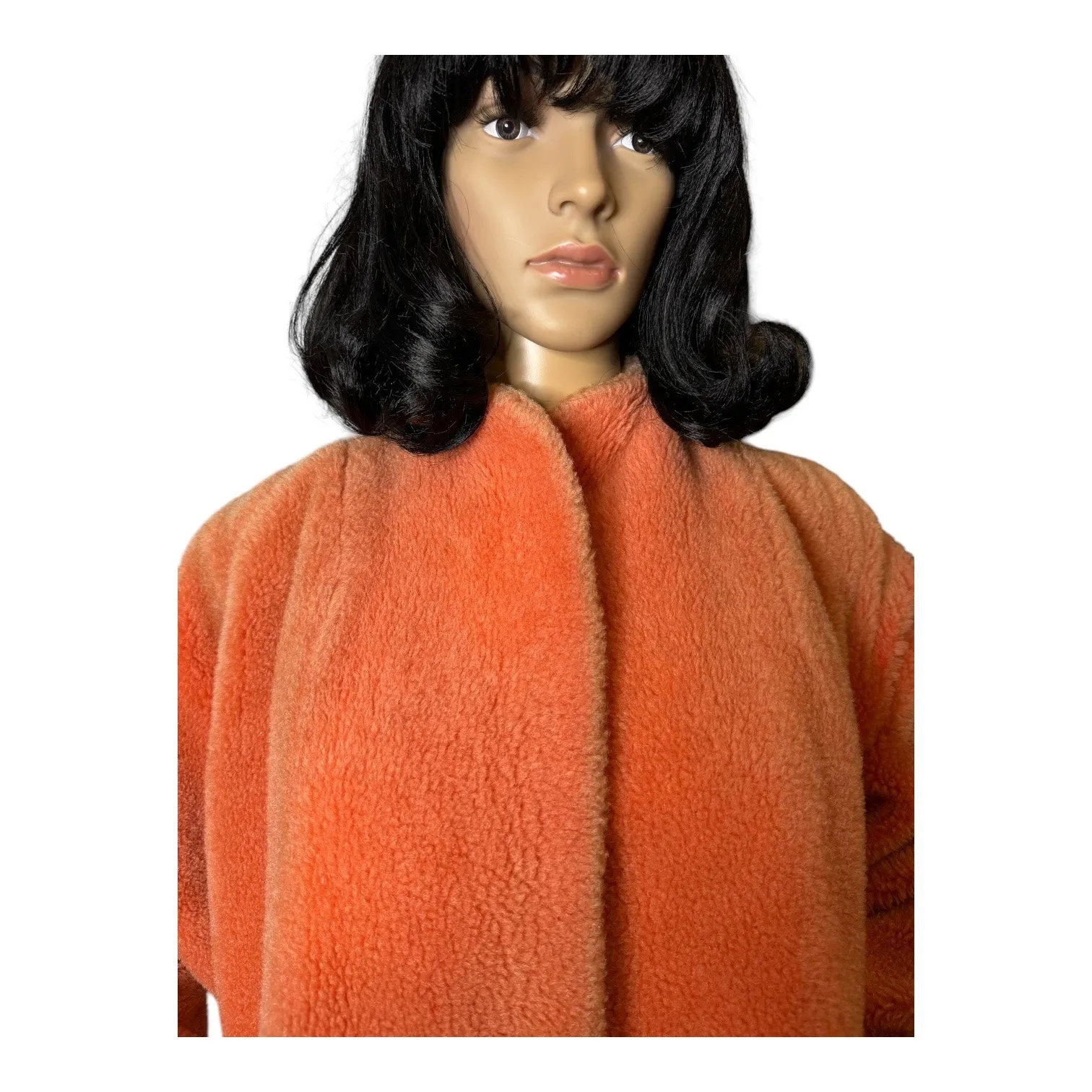 Vintage 60's Ranelagh Selfridges Mono London orange faux fur open front coat XL - Image 2