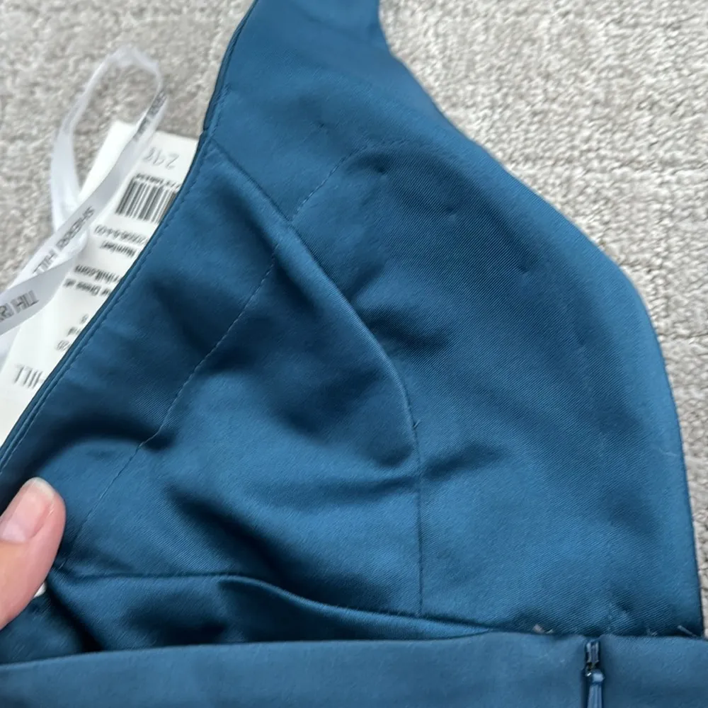 NEW NWT Sherri Hill 51420 Halter Plunge Satin mini dress hoco cocktail teal - Image 7