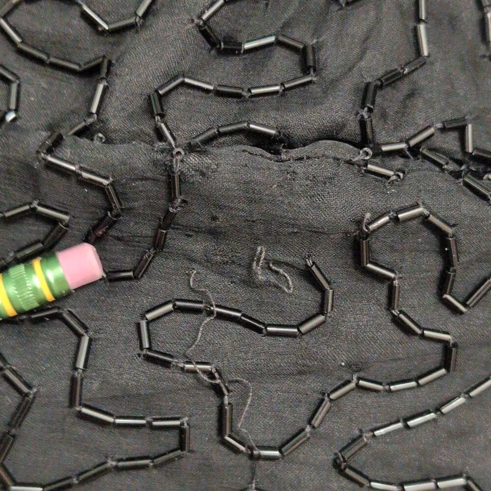 Scala Black Silk Sequin Embellished Long Sleeve Evening Gown Dress Size PL - Image 11