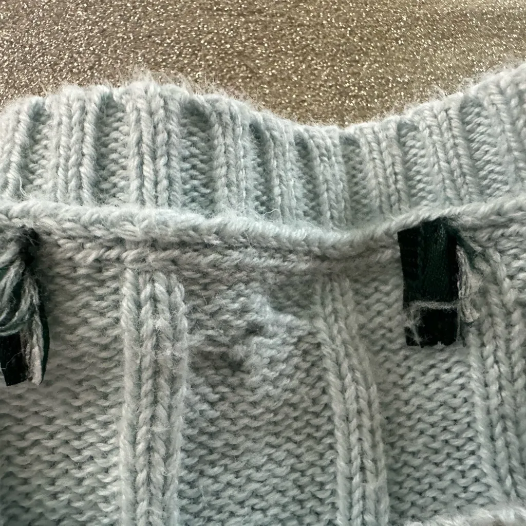 Ralph Lauren  Cable Knit Sweater Light Blue Silver Button Shoulder (1112) - Image 12