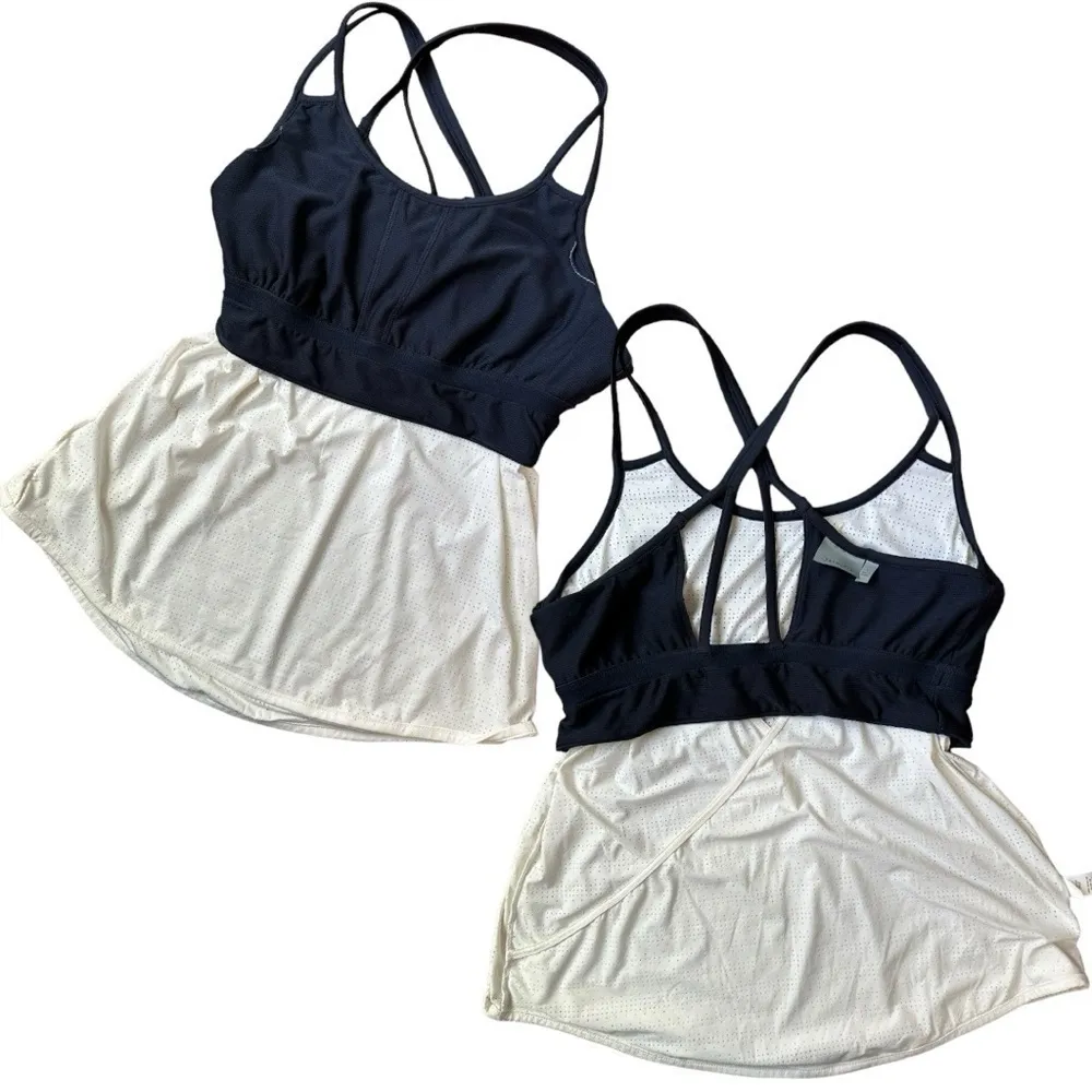 Athleta Full Force Mesh Tank Wireless Built-in Bra White Black Size Large - Image 9