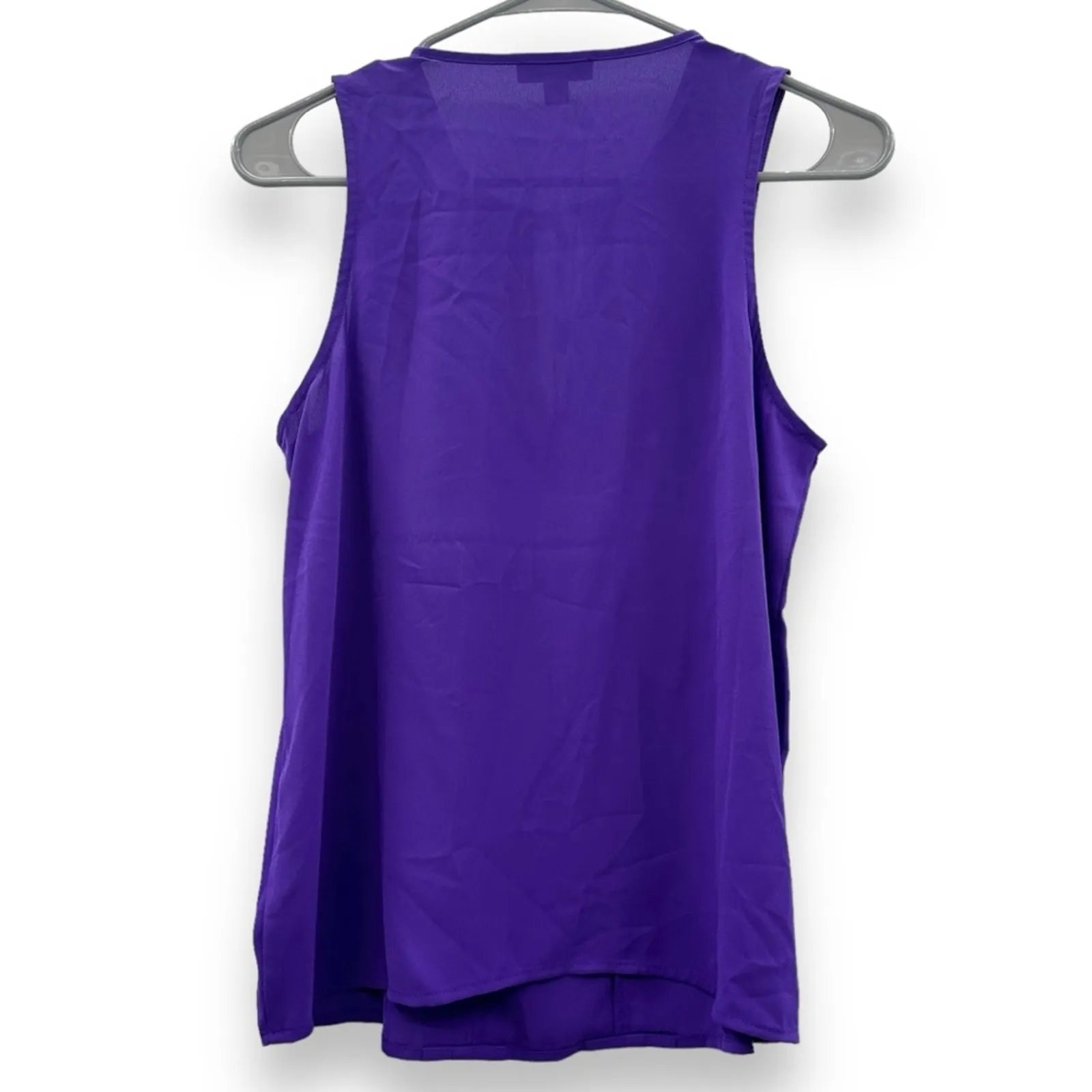 J.Crew Purple Blouse Women's Size XS Sleeveless Pleated Tie Neck Lightweight Top - Image 4