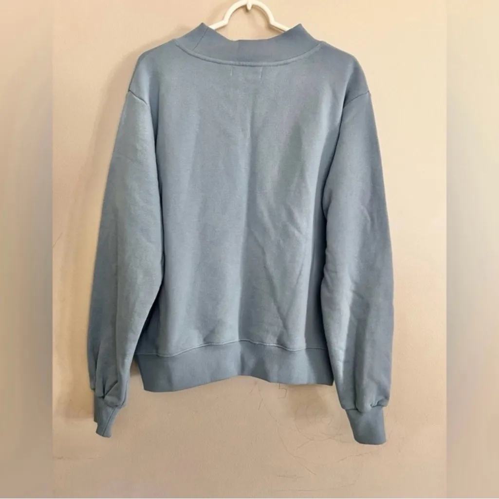 RARE Parke Maggie &Emma Heritage Varsity Mockneck Sweatshirt Sky Blue Size S/M - Image 5