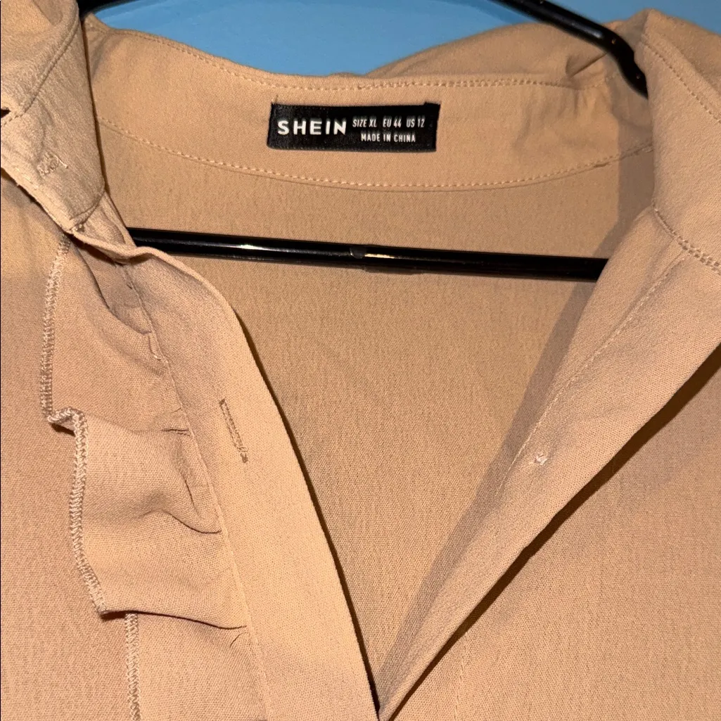 SHEIN Elegant Tan Ruffle Dress - Image 2