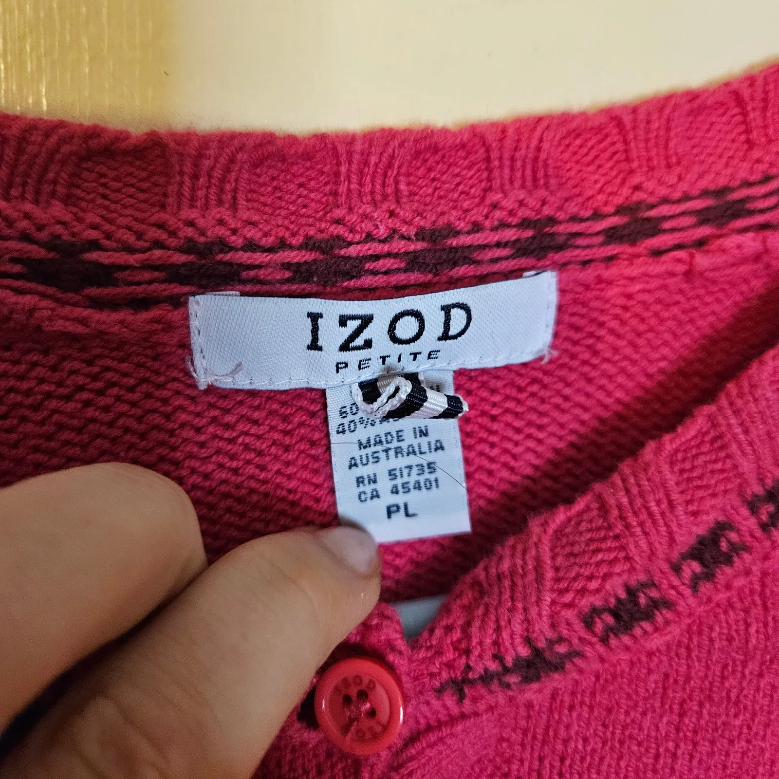 IZod Size Petite Large PL Pink Sweater Button Up Long Sleeve Cardigan Winter - Image 6