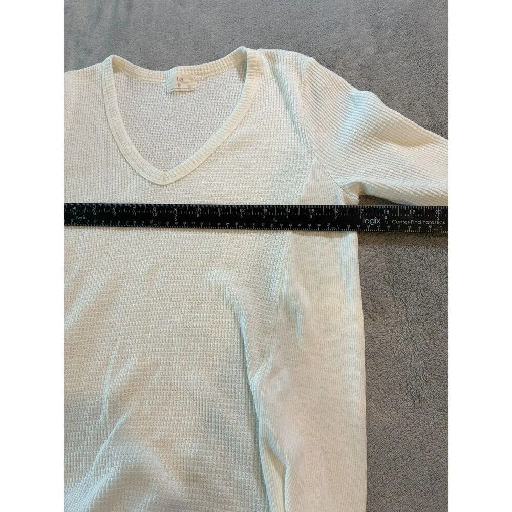 Anthropologie t.la Vicky Long Sleeve Waffle Knit Thermal Tunic White Size XS - Image 5