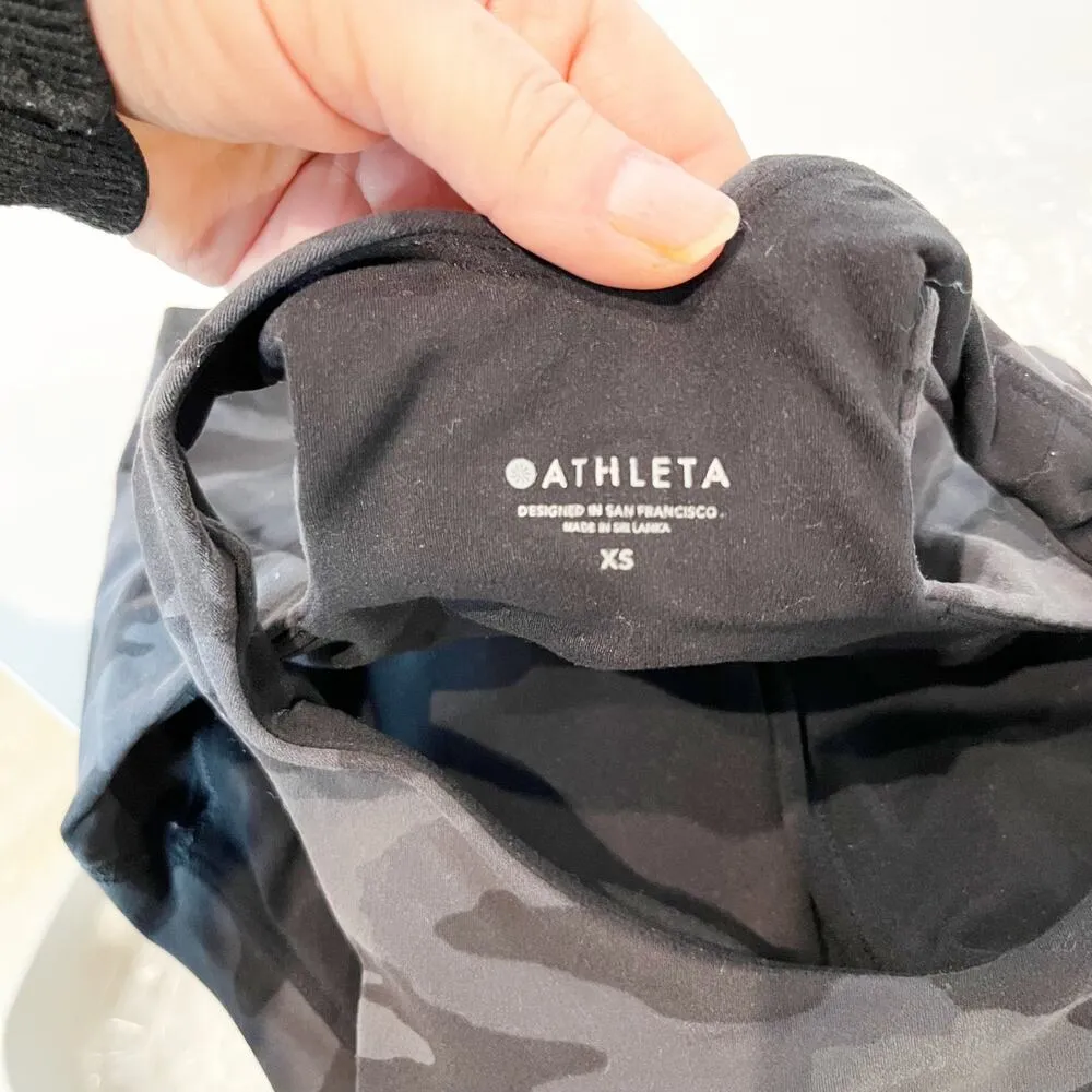 Athleta Conscious Crop Tank Sports Racerback Bra Camo Black Gray XS - Image 3