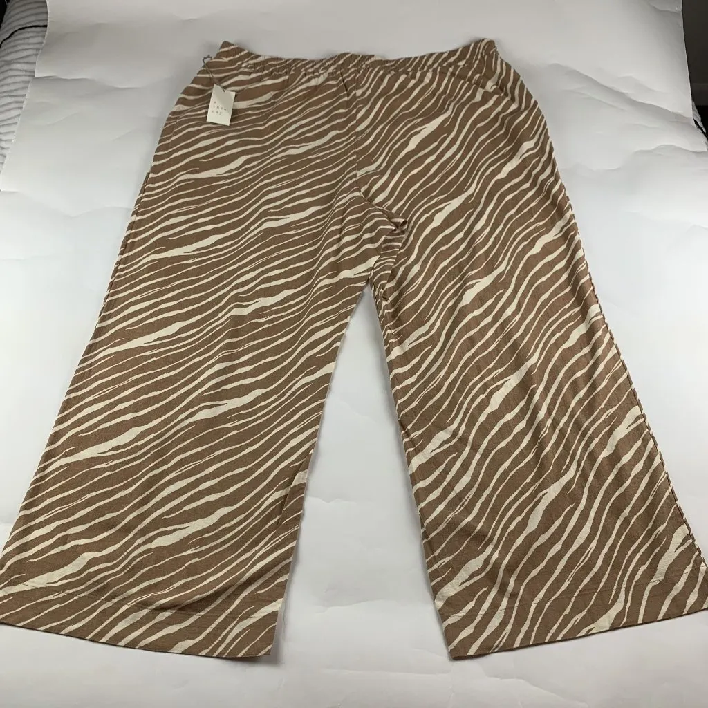 A New Day Brown Zebra Print Linen Blend Wide Leg Lounge Pant 3X New - Image 7