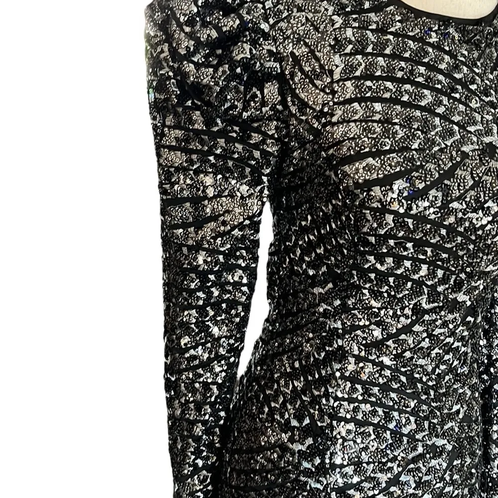 Bebe sequined puffy sleeve open back dress - Image 12