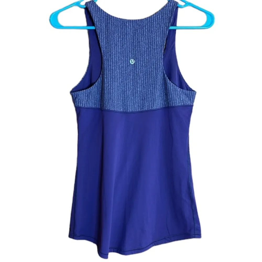 Lululemon Run - First Base Tank Going Grape/ Hyper Stripe Heathered Black - Image 2
