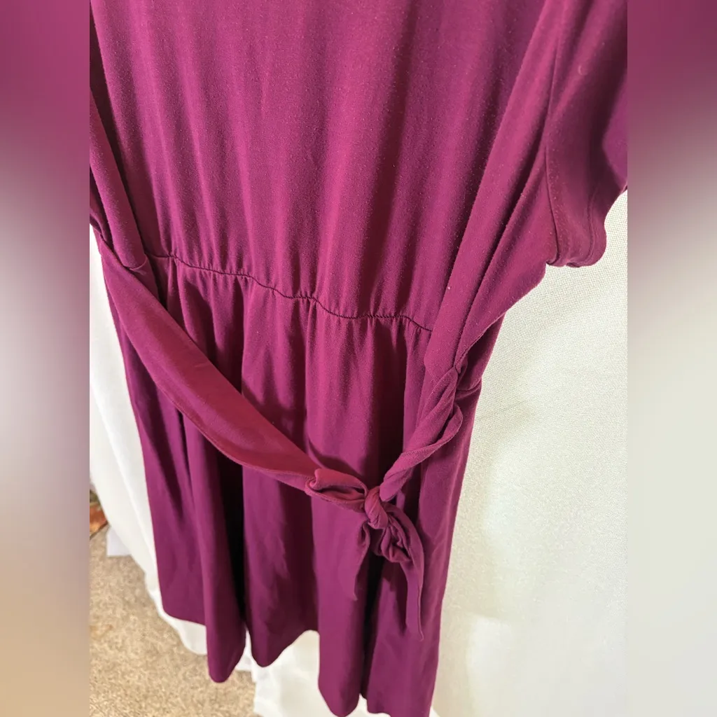 TORRID 3 Plus Size Jersey Midi Dress Burgundy Maroon Red Short Sleeve 3X GUC 526 - Image 2