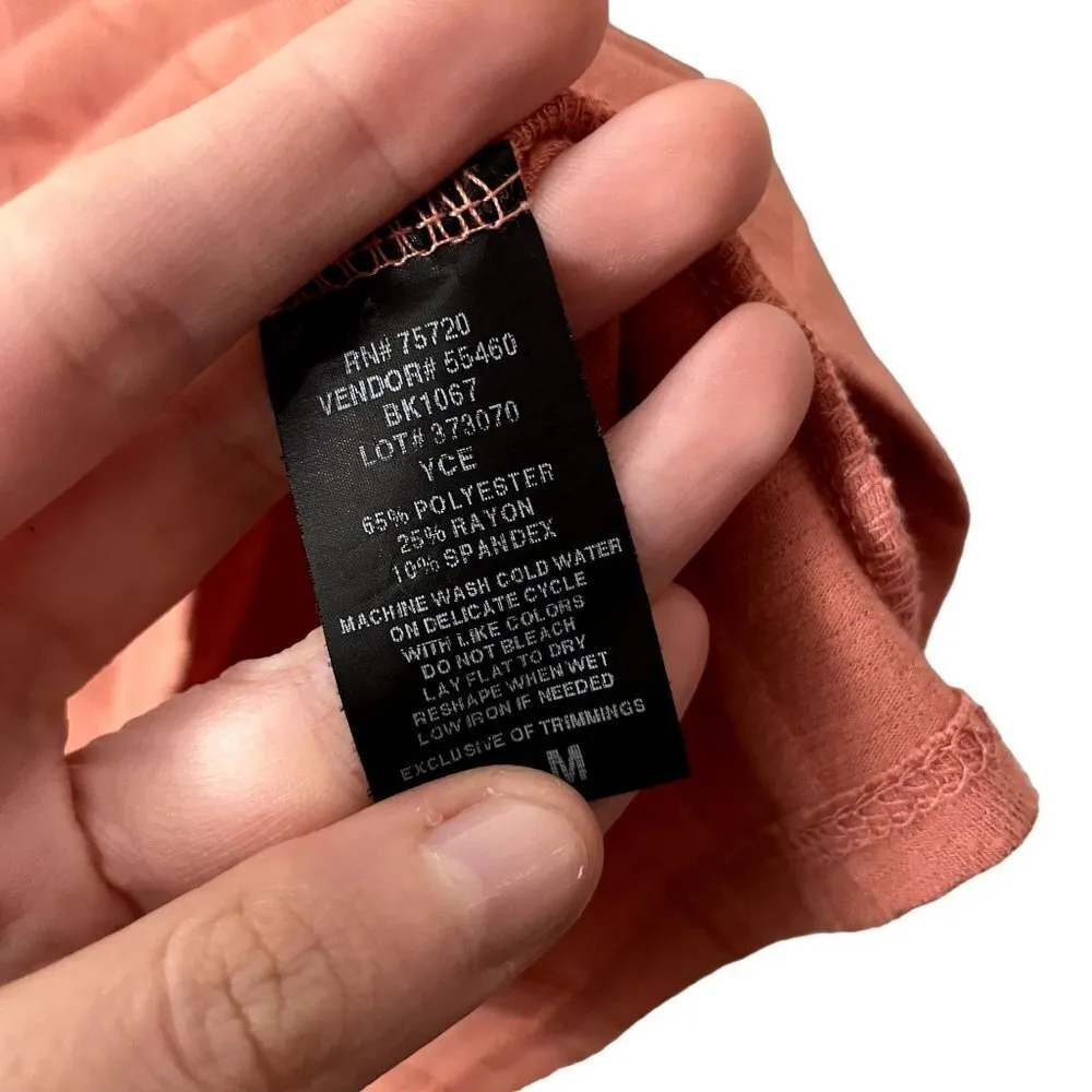 Red by BK orange apricot square neckline blouse ribbed knit summer shirt top Size M - Image 4