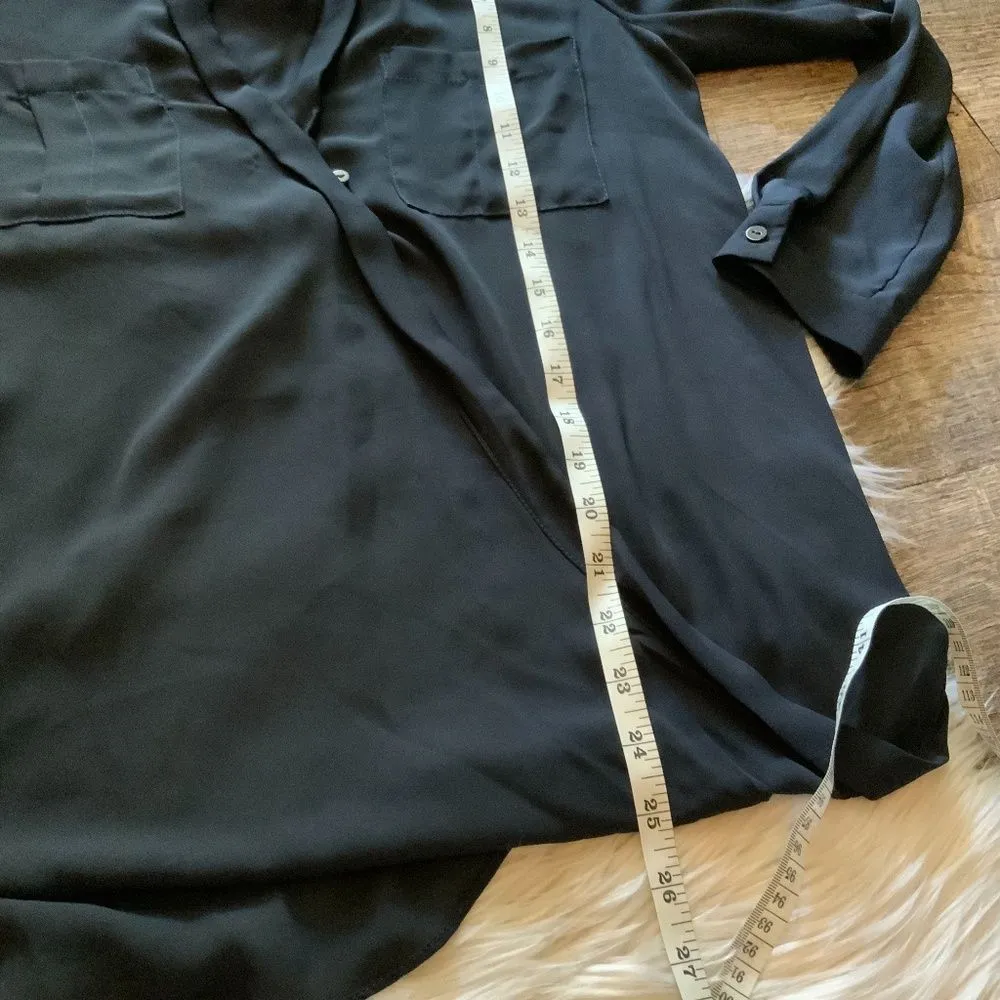 Navy Blue Anthropologie Maeve Button Pullover Top - Image 4