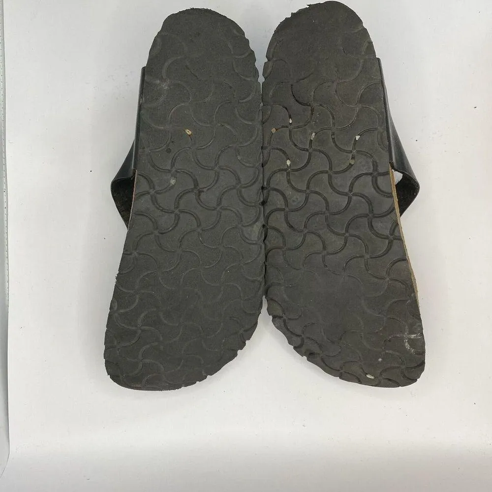 Birkenstock Mayari Birko Flor Black Leather Sandals Womens Sz EU 38 US W7 - flaw - Image 9