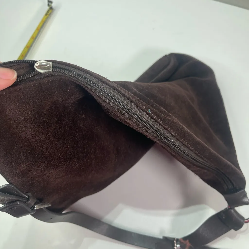Y2K The Limited Chocolate Brown Suede Tote Leather  Shoulder Bag Boho Preppy 90s - Image 7