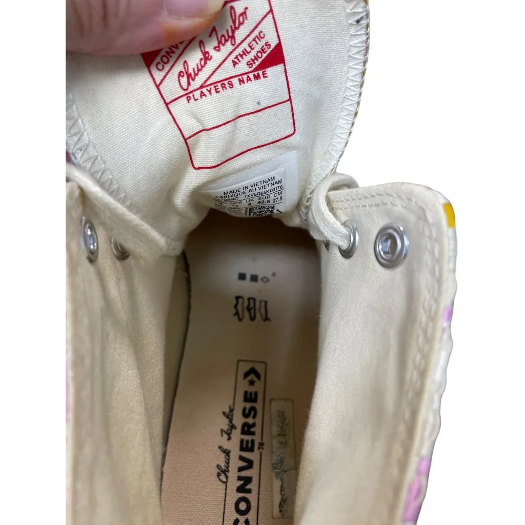 Converse Chuck Taylor All Star Woven High Pink yellow mens 9 wms rare 11 Sneaker Size undefined - Image 7