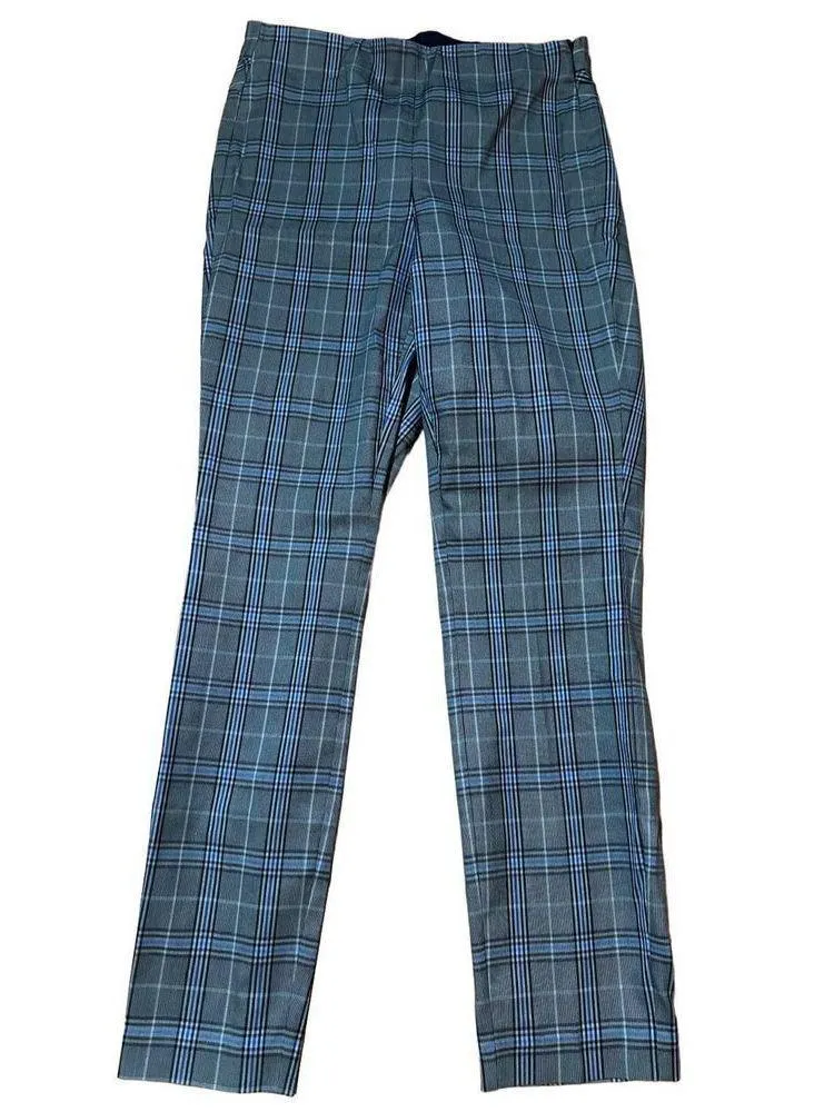 Rag & Bone Simone with Yoke Gray Blue Plaid trouser pants sz 4 - Image 9