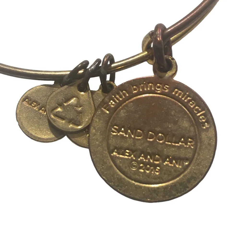 Alex and Ani Sand Dollar blue purple gold tone bracelet - Image 5