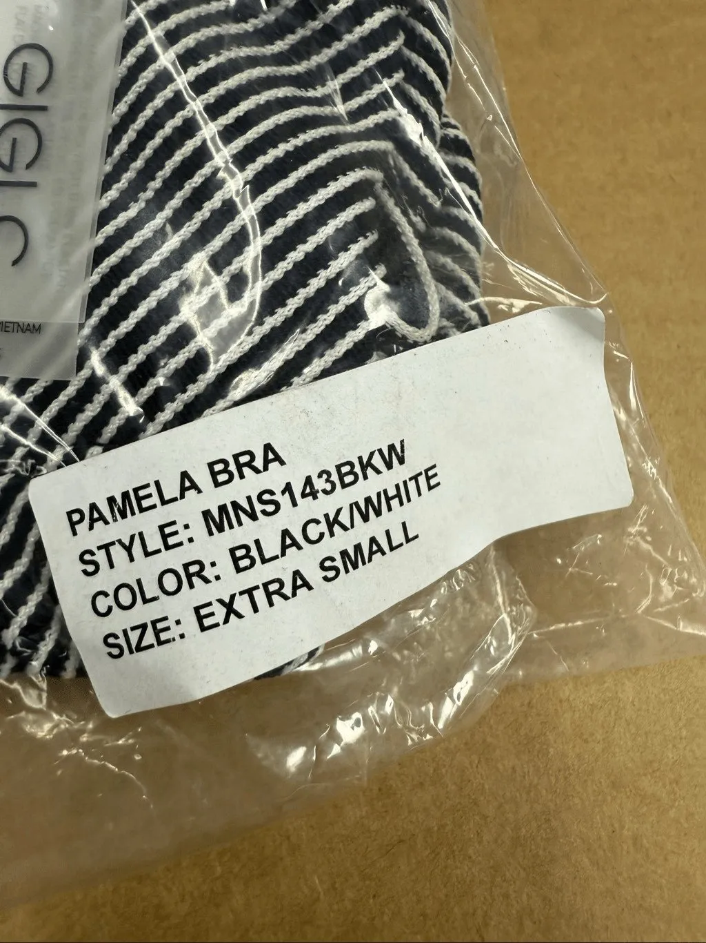 New Gigi C Pamela Black White Mini Stripe Sports Bra XS - Image 7