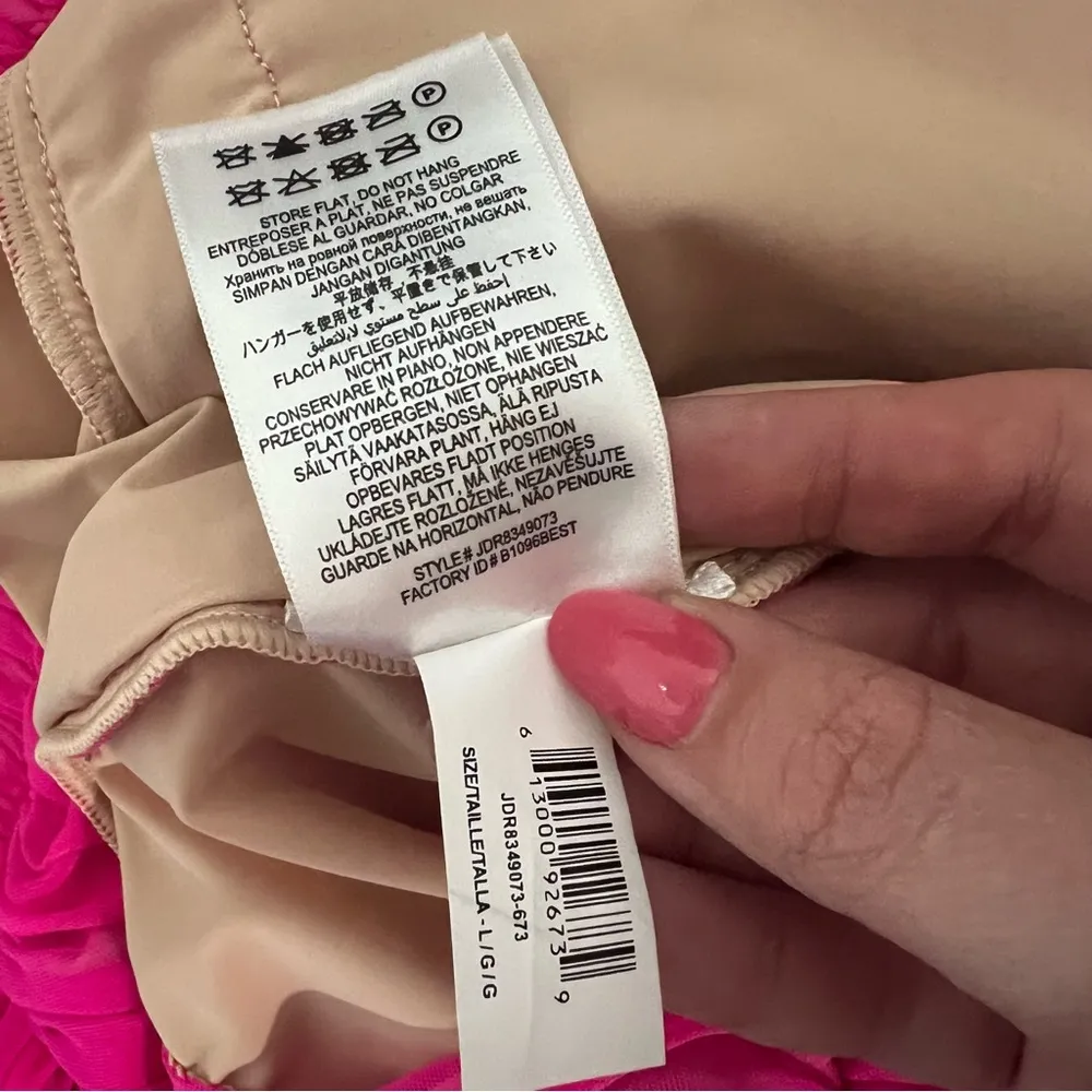 NEW NWT Herve Leger One Shoulder Draped Jersey Mini Dress In Neon Pink - Image 9