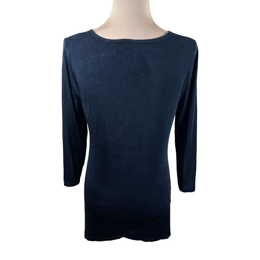 Travelers by Chico's Pullover Top Shark bite Hem 3/4 Sleeve Crew Neck Size M - Image 3