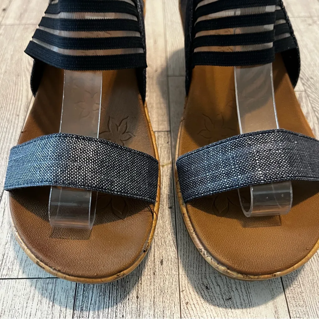 Skechers Women's Beverlee High Tea Blue Metallic Wedge Sandal Size 6M 38527 - Image 3