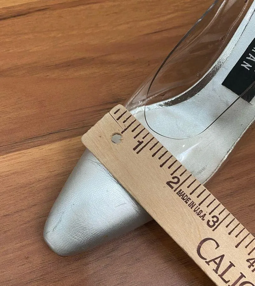Vintage STUART WEITZMAN Clear Vinyl Silver Captoe Pumps Heels Size 6 Narrow - Image 16
