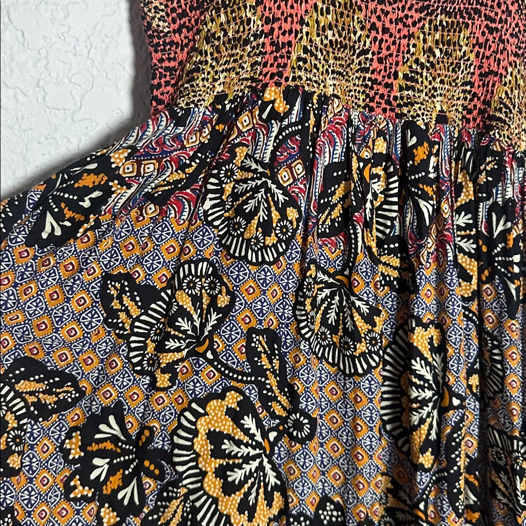 Anthropologie Jamila Smocked Maxi Dress Butterfly Boho Hippie Indie Beachy Orange Size M - Image 10