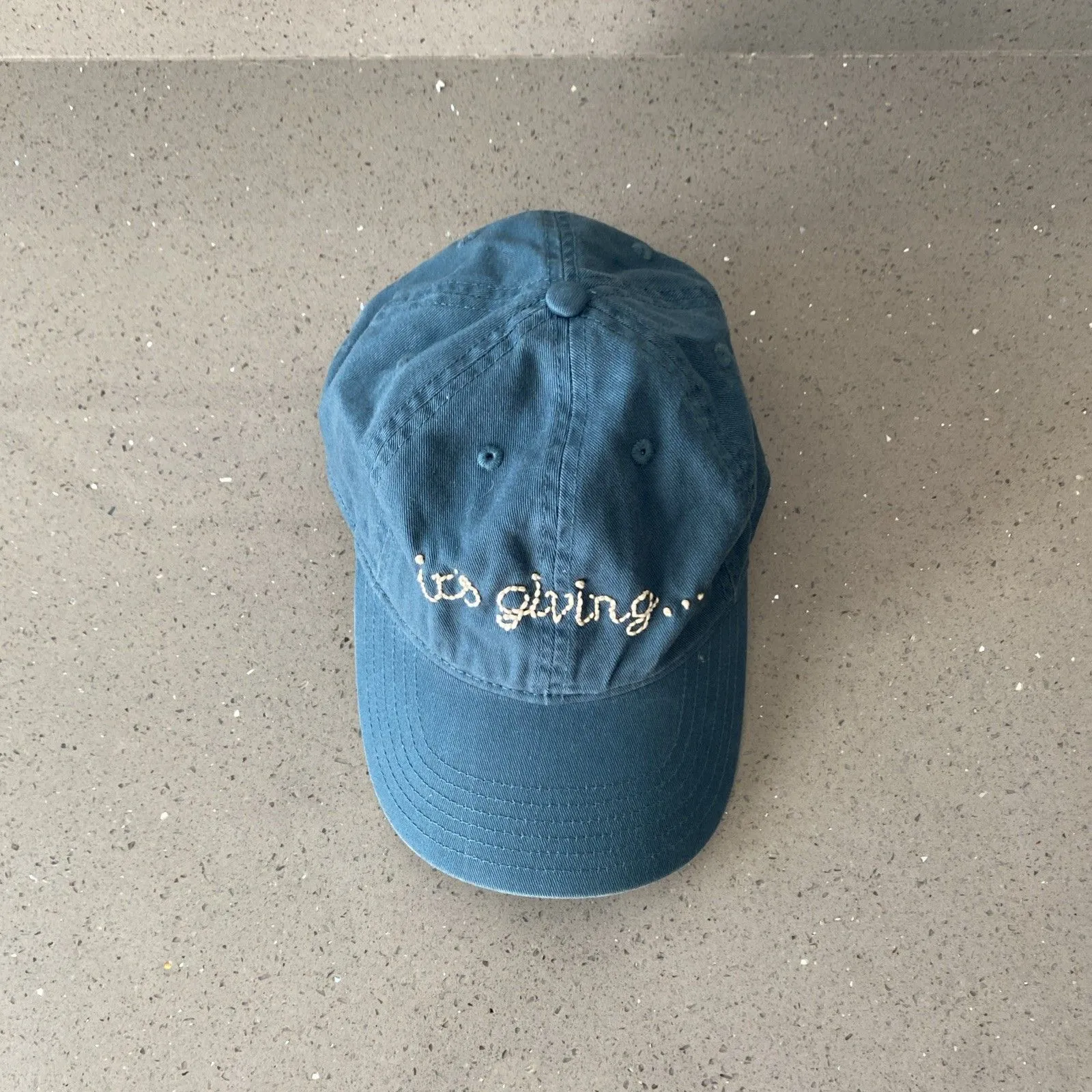 Madewell Teal blue Baseball Cap Hat one size "It's Giving" embroidery - Image 2