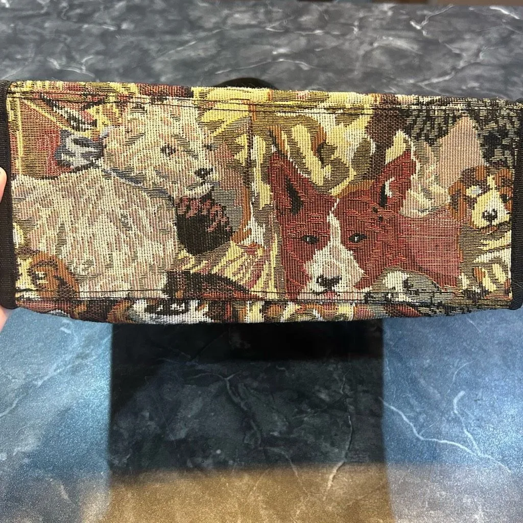 No Brand Vintage Brown Dog Faces Tote with Coin Pouch Tan - Image 3