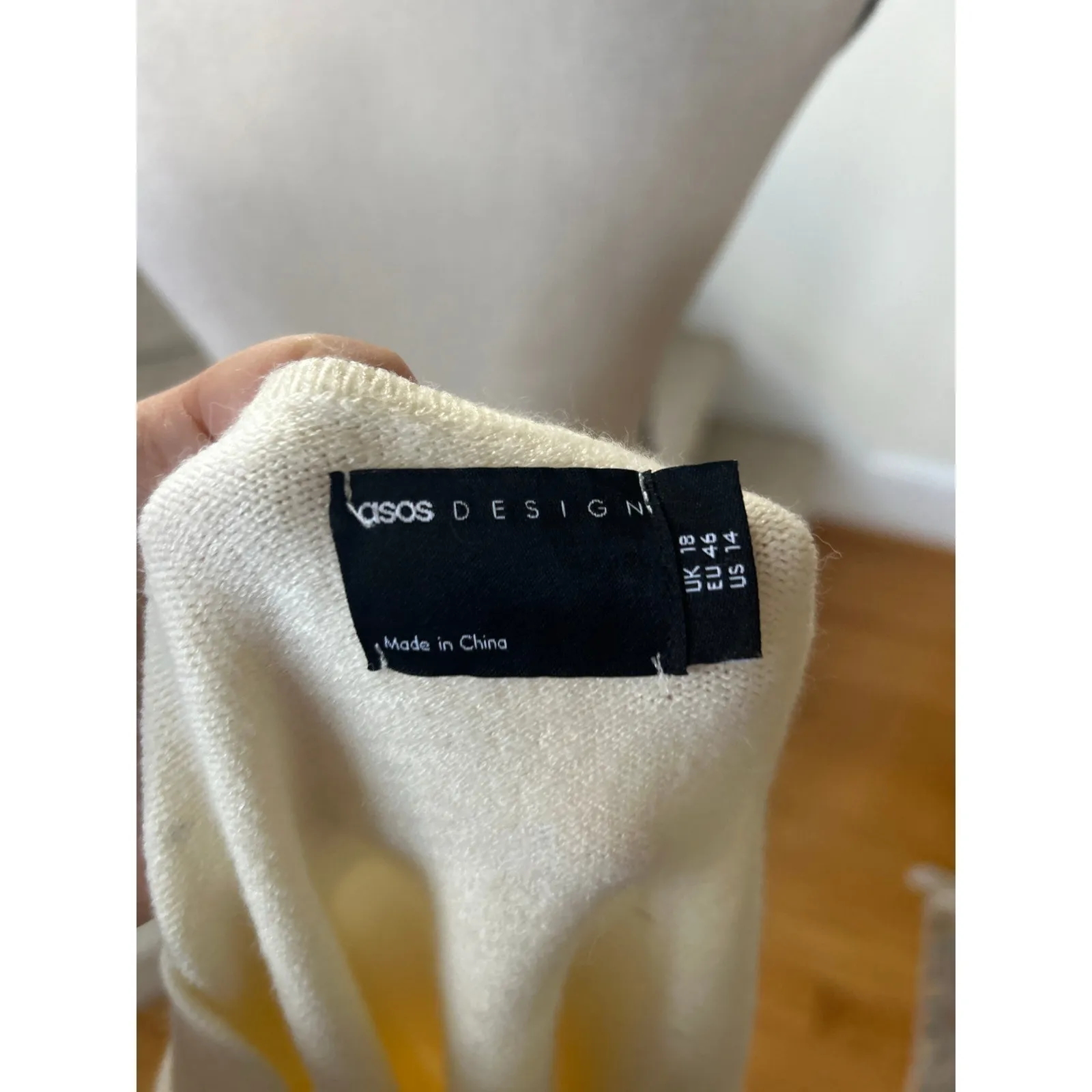 ASOS Cream White Scoop Pearl Button Rhinestone Sparkle Cardigan Coquette - Image 5