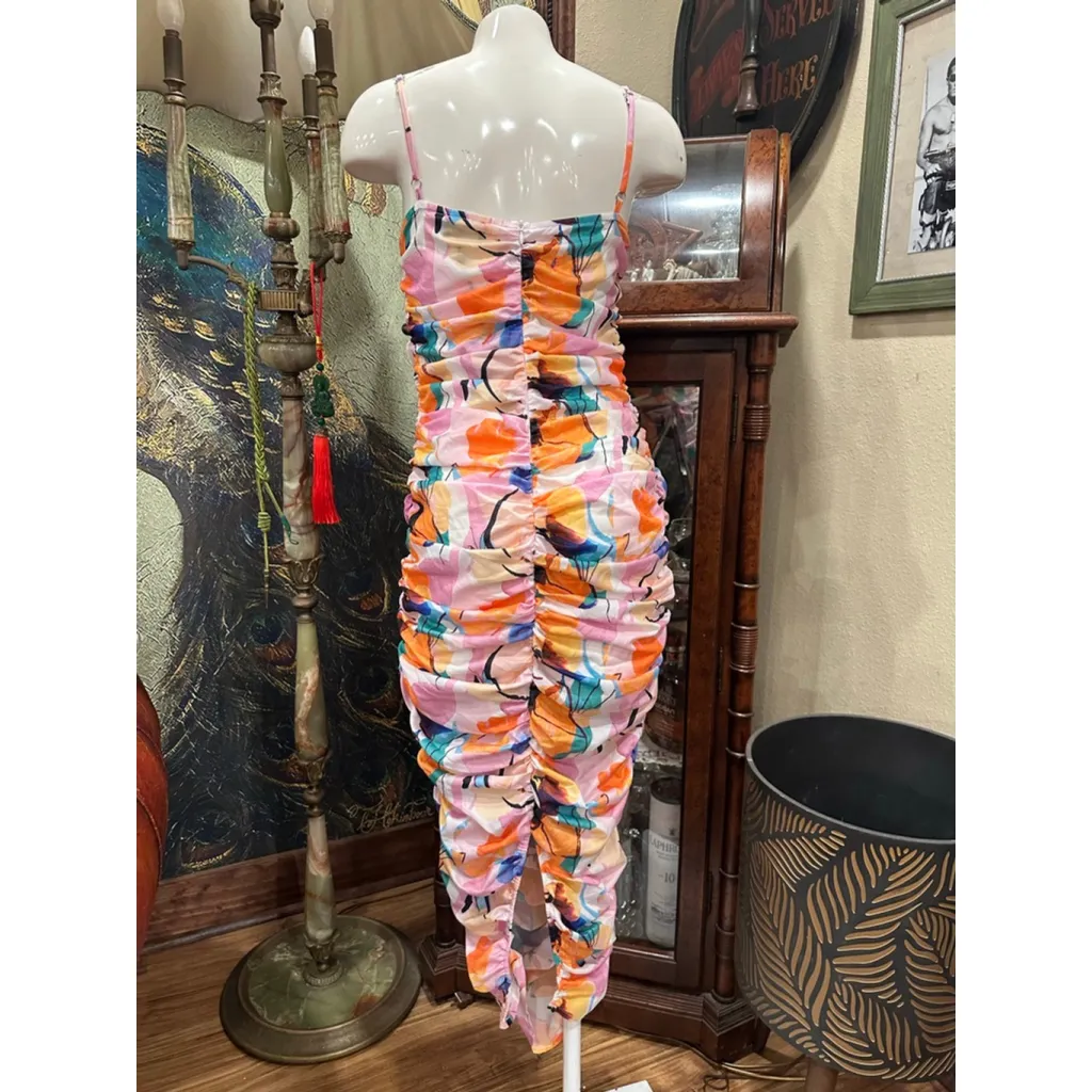 Women's PrettyLittleThing Asymmetrical Dress Size 6 Pink Multi-color - Image 4