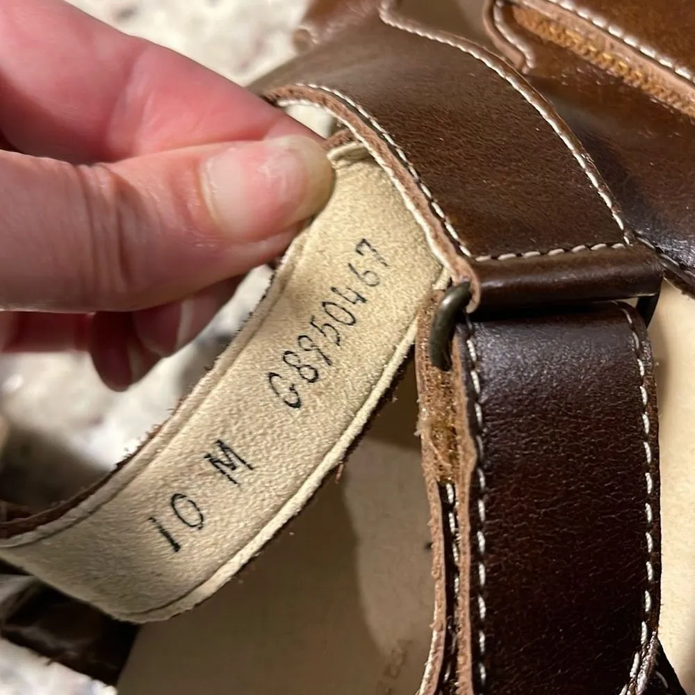 SAS Womens‎ Huggy Cross Strap Leather Tripad Comfort Sandals Brown Size 10M - Image 7