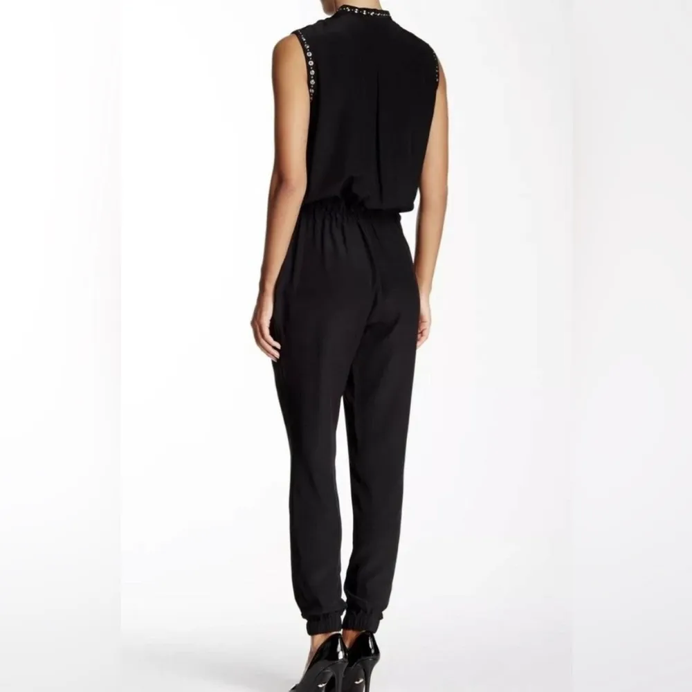 Rebecca Taylor Women's Black Sleeveless Studded Silk Jumpsuit Size 2 - Image 6