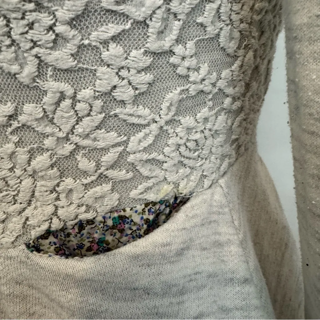 Anthropologie Saturday Sunday Lace Peplum Fleece Hoodie Zip Up small - Image 3