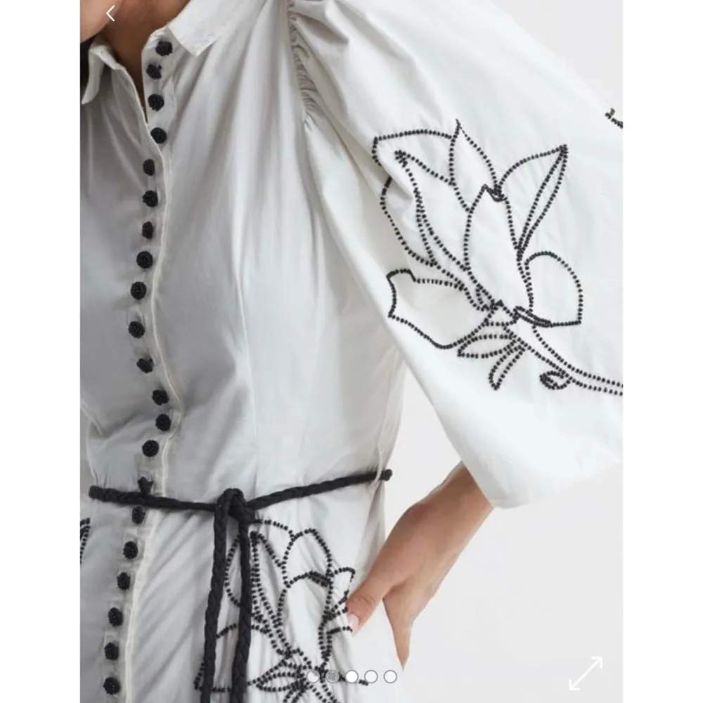 JOSLIN beaded 100% cotton shirt mini dress NEW White Size 2 - Image 6