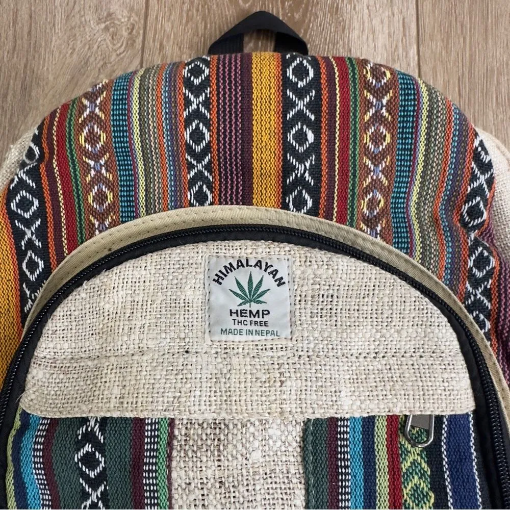 NEW Himalayan Hemp All Natural Pure Handmade Multi Pocket Laptop Boho Backpack - Image 2