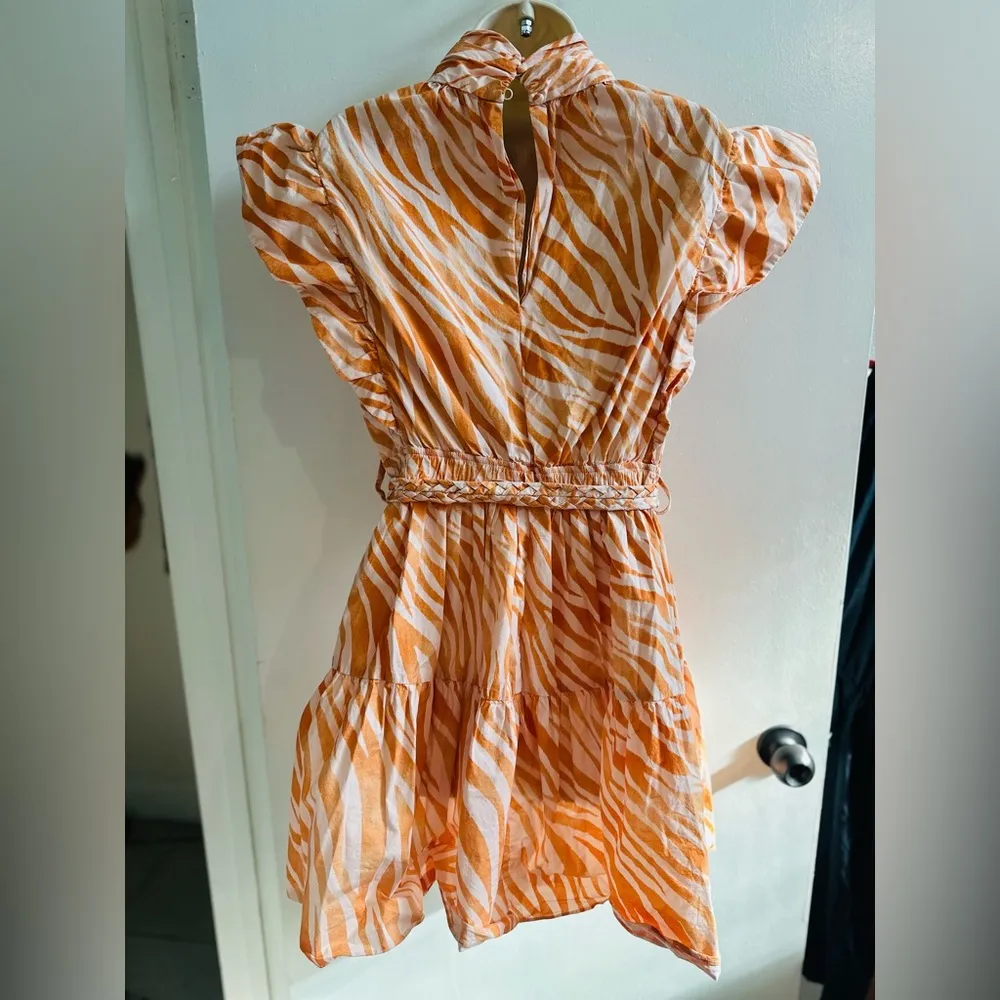 Derek Lam Collective Orange Zebra Cutout Ruffle  Women's Mini Dress IT 44 Us 6 - Image 12