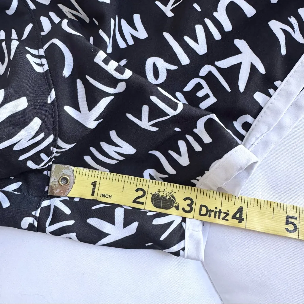 CK Calvin Klein Black White Lined Athletic Running Gym Shorts Spell Out Women M - Image 11